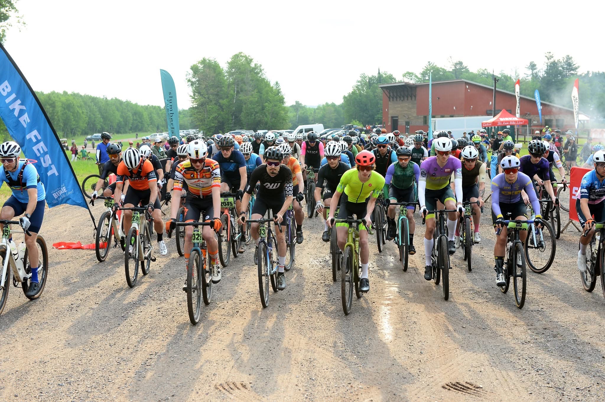 Cyclists rolling out at a bike event